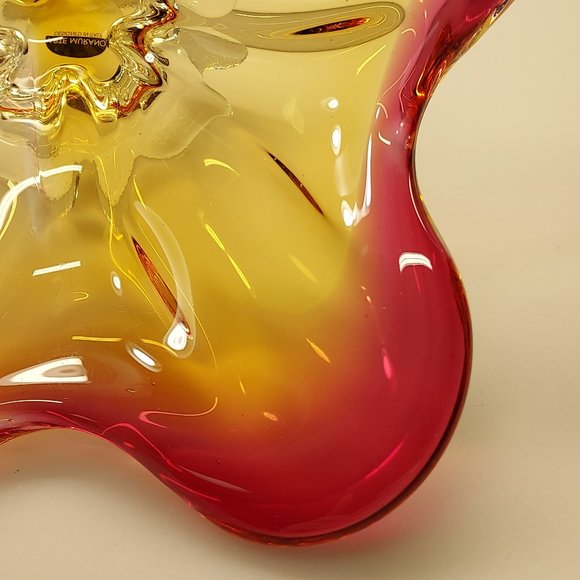 MURANO ITALY ART GLASS ABSTRACT CENTERPIECE PEDESTAL STARFISH BOWL PINK PURPLE - Picture 12 of 16